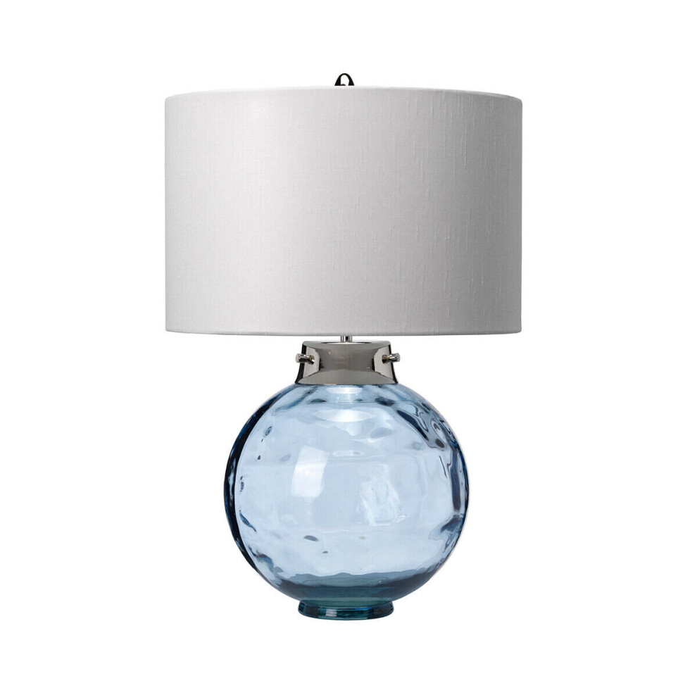 Table Lamp Hepplewhite Shade Highly Polished Nickel Glassware Blue LED E27 60W