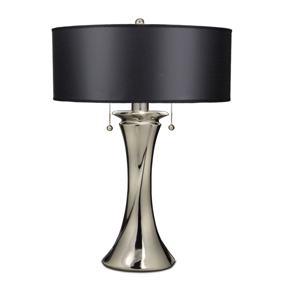 Loops 2 Bulb Twin Table Lamp Highly Polished Nickel Finish Led E27 60W Bulb