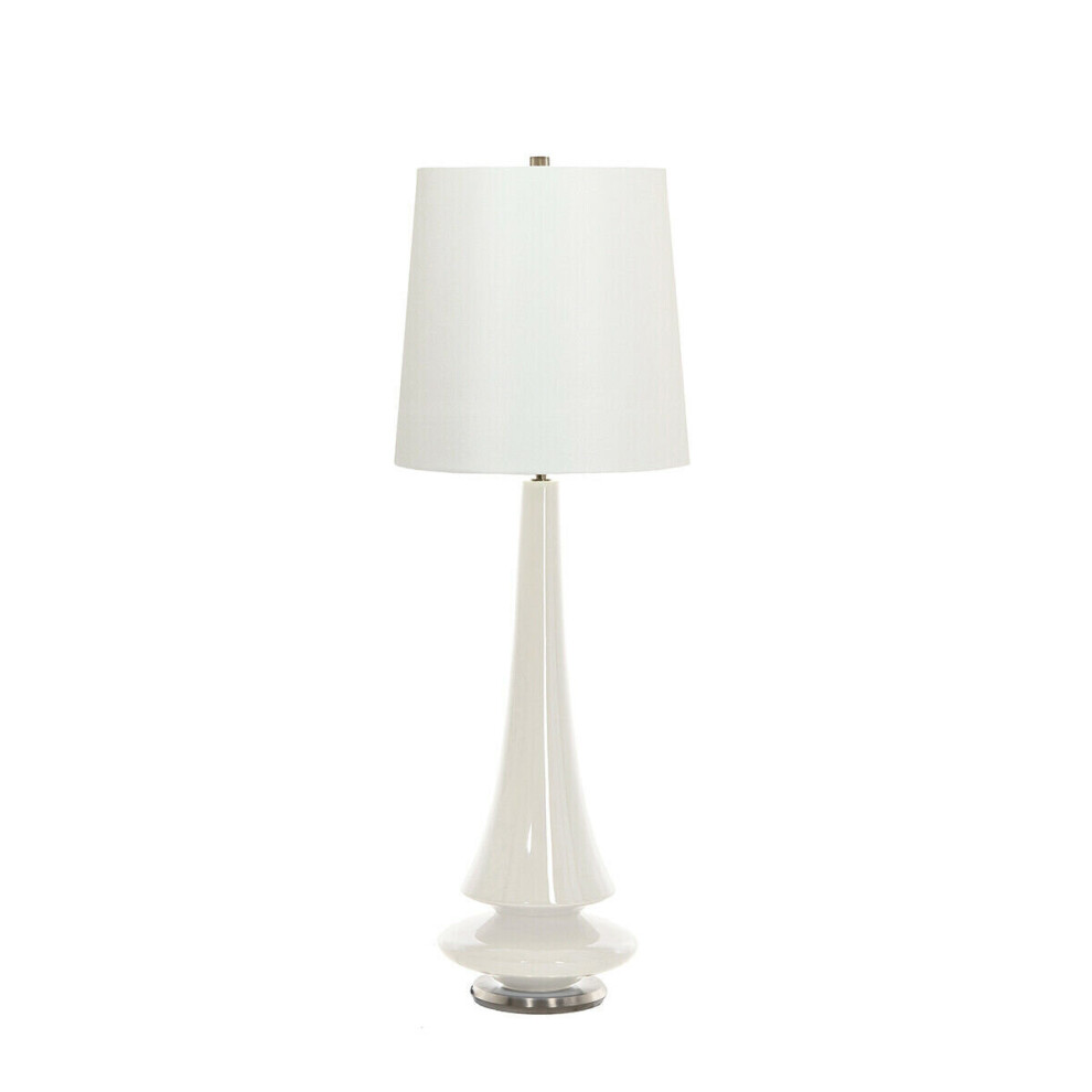 Loops Table Lamp Polar White Glaze White Faux Silk Shade White Led E27 60W