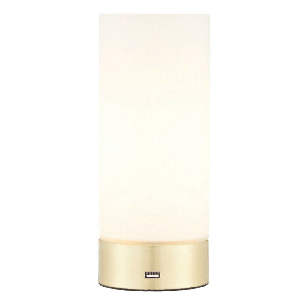 Loops Touch Dimmable Table Lamp Brass & Frosted Glass Shade Modern Usb Charger Light