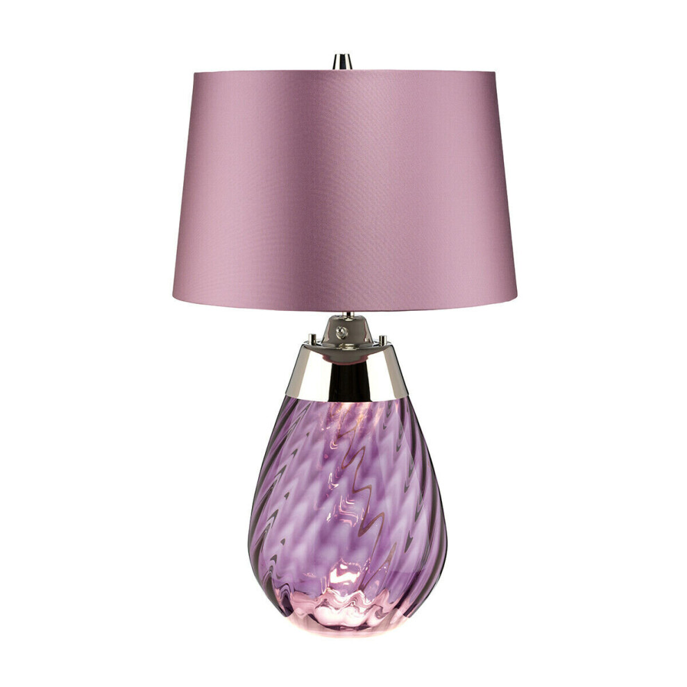 Loops Table Lamp Heather Shade & Plum Tinted Glass / Heather Shade Led E27 60W Bulb