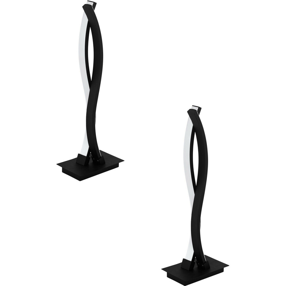 Loops 2 Pack Table Desk Lamp Colour Black Shade White Plastic Bulb Led 10W Included