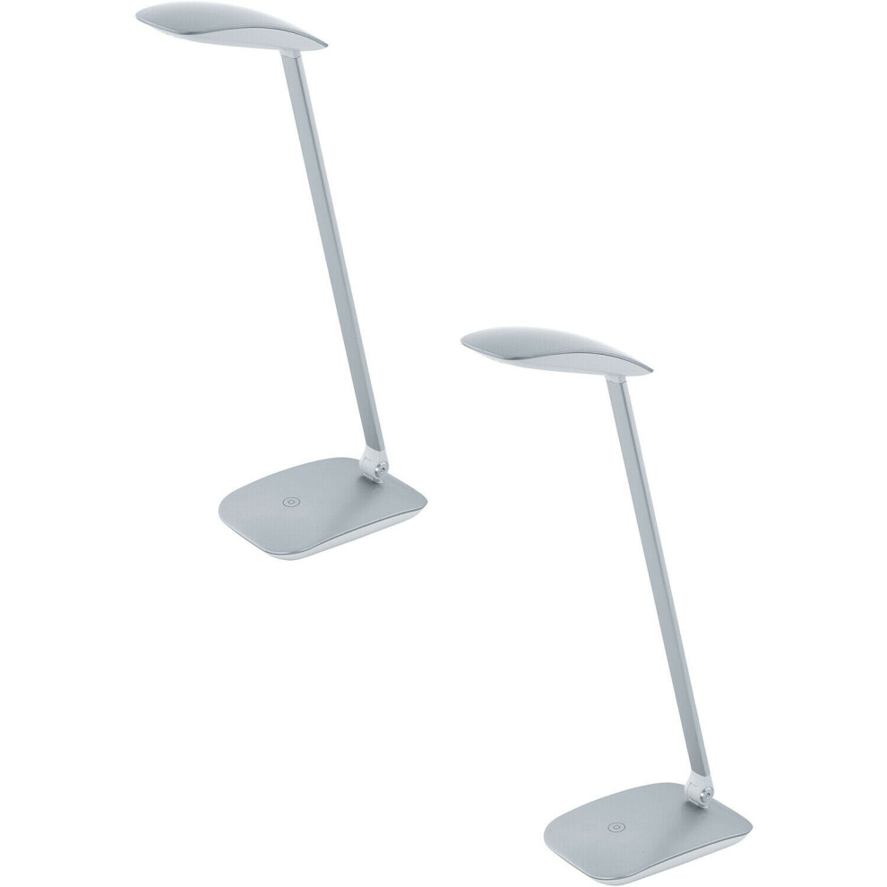 Loops 2 Pack Table Desk Lamp Colour Silver Touch On/Off Dimming Led 4.5W Included