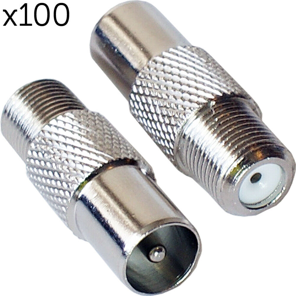 100x TV Aerial Male Plug To F Connector Female Socket Adapter Converter Screw On