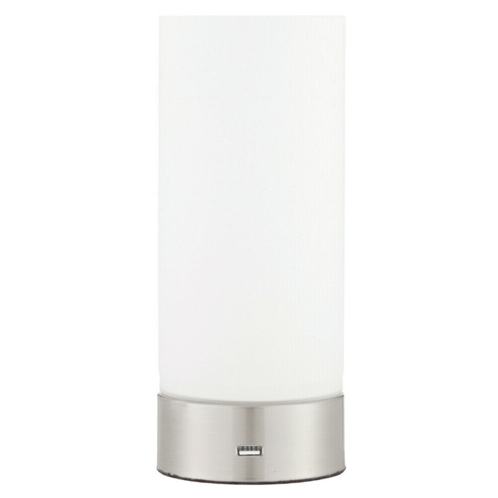 Loops Touch Dimmable Table Lamp Nickel & Frosted Glass Shade Modern Usb Charger Light