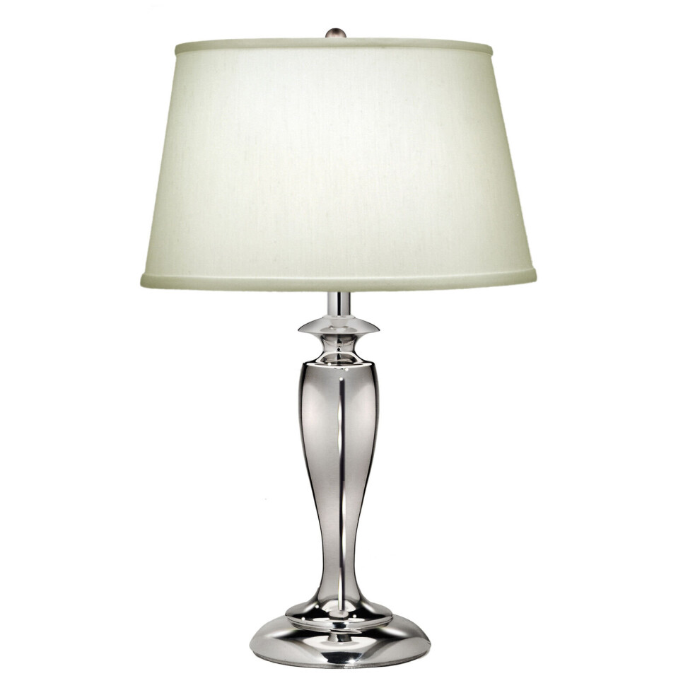Loops Table Lamp Zinc Cast Pearl Supreme Satin Shade Polished Nickel Led E27 60W