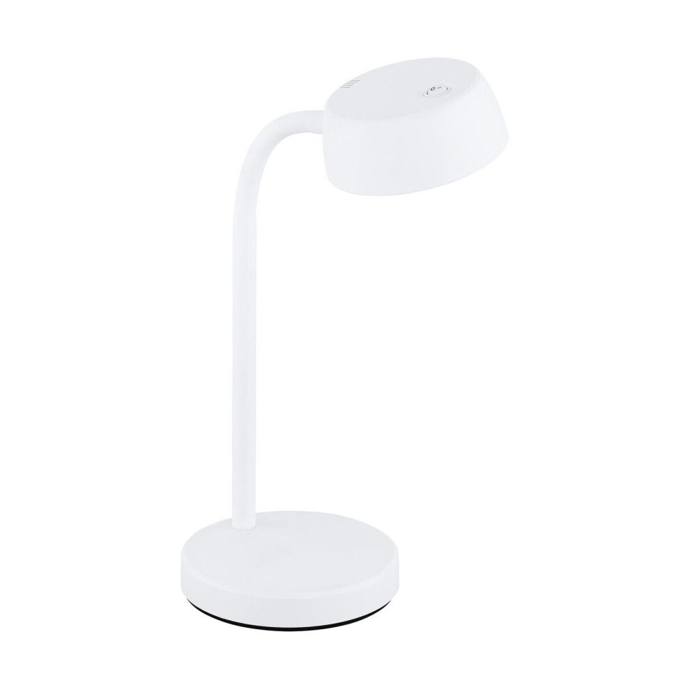 Loops Table Desk Lamp Colour Plain White Rocker Switch Bulb Led 4.5W Included