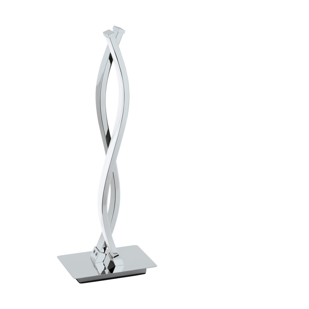 Loops Table Lamp Chrome Shade White Plastic In Line Switch Bulb Led 2X5w Included