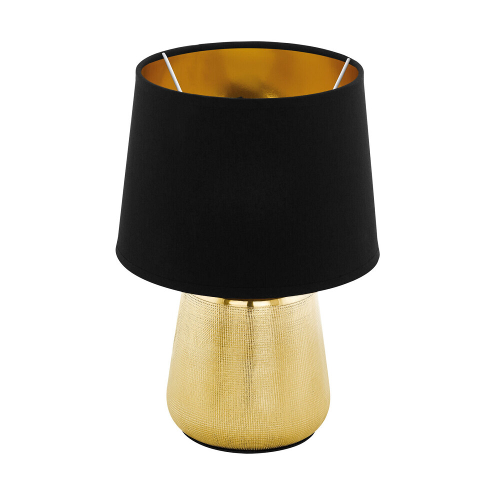 Loops Table Lamp Colour Gold Coloured Shade Black Gold Fabric Bulb E14 1X40w
