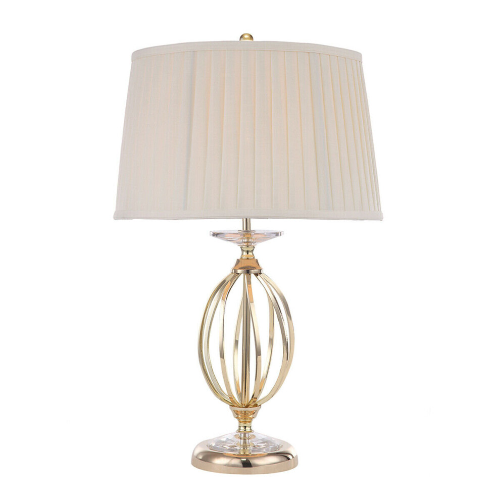 Loops Table Lamp Shade Cut Glass Droplets Metal Base Polished Brass Led E27 60W Ivory
