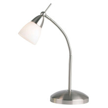 Touch Dimmer Table Lamp Satin Chrome with Opal Glass Shade, 3-Stage Dimmer, Reading Light (Desk-Bedside-Switch-Kit-Lounge-LED-Adjustable-Neck)