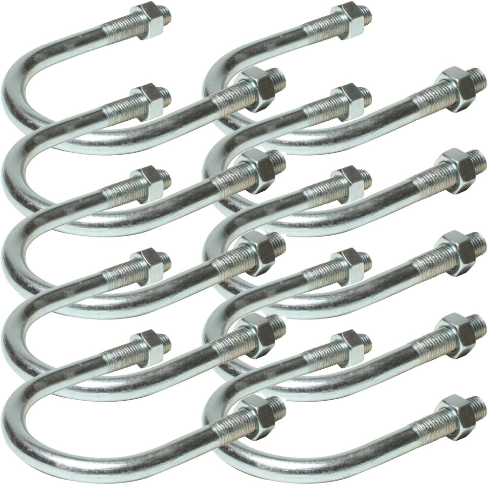 10 Pack 21/2" 65 76mm U Bolts Zinc Plated Steel Nuts Pole Grip Bracket Clamp