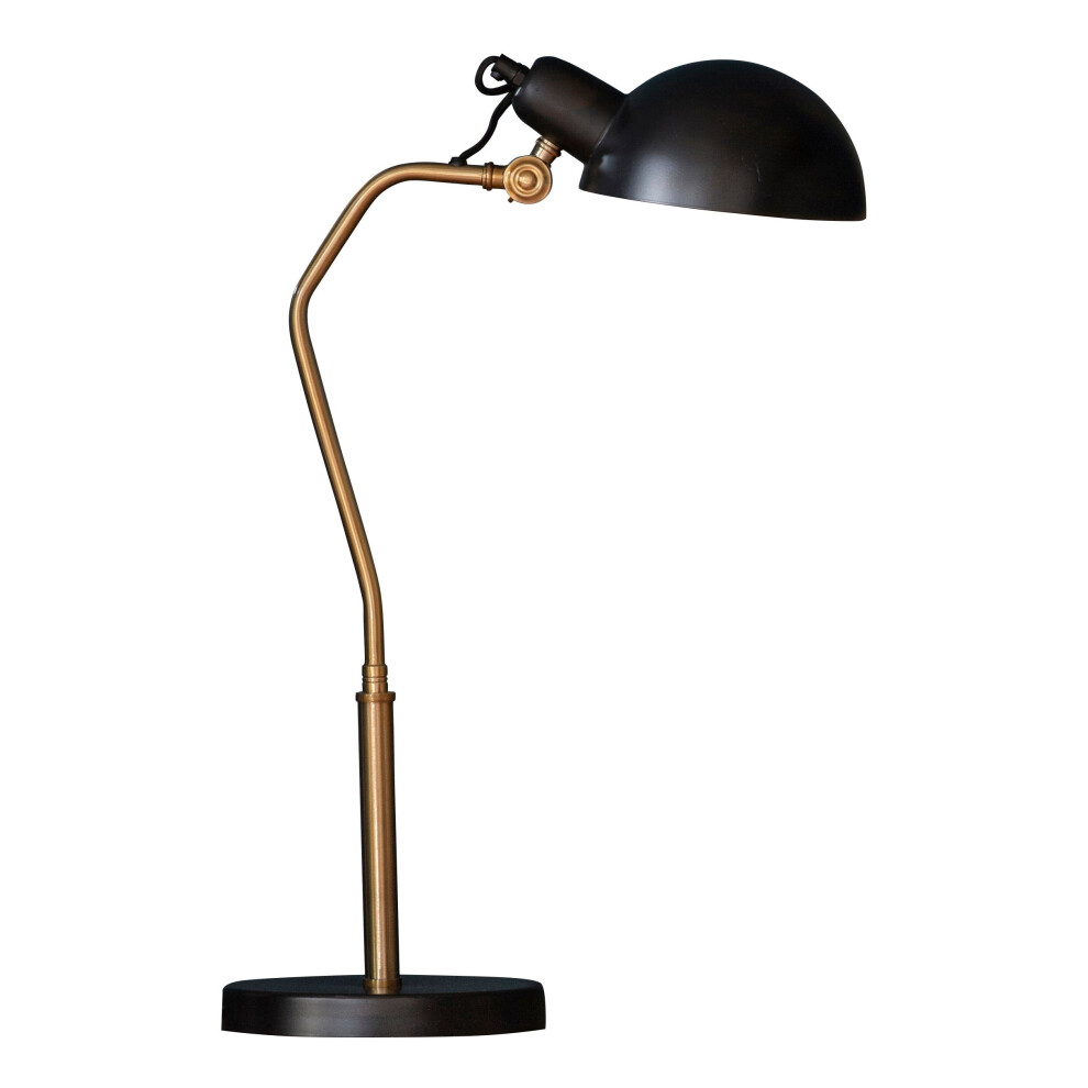 Loops Table Lamp Satin & Aged Brass Paint 7W Led E14 Bedside Black/Light