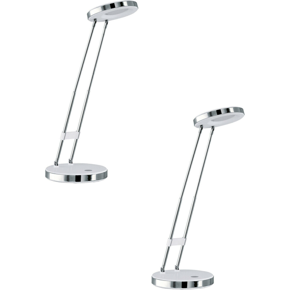 Loops 2 Pack Table Lamp Colour & Chrome Plated Steel Rocker Switch Bulb Led 3W White