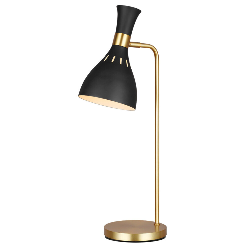 Loops Table Lamp Midnight / Burnished Brass Led E27 60W Bulb Black