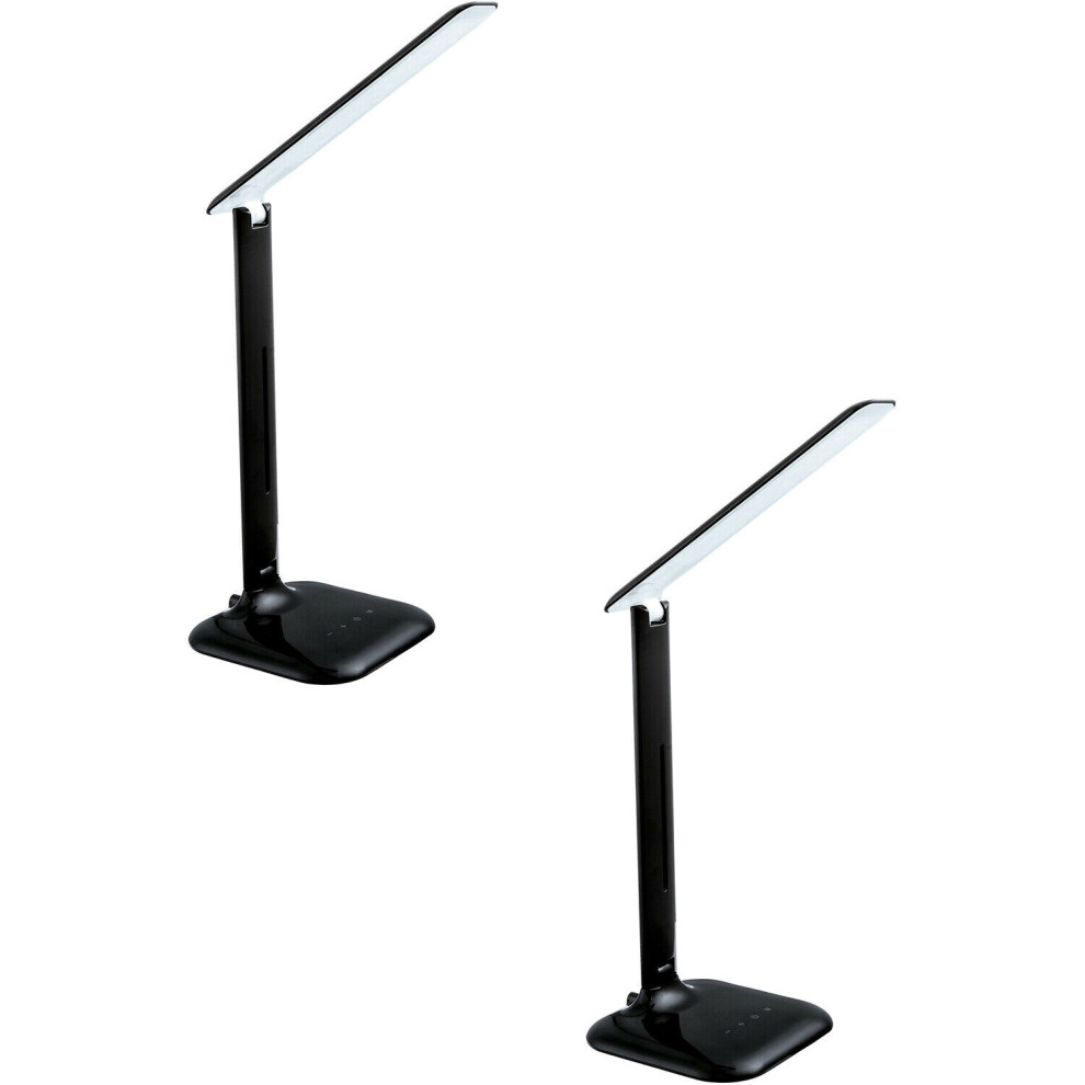Loops 2 Pack Table Desk Lamp Colour Black Steel Touch On/Off Dim Led 2.9W Included