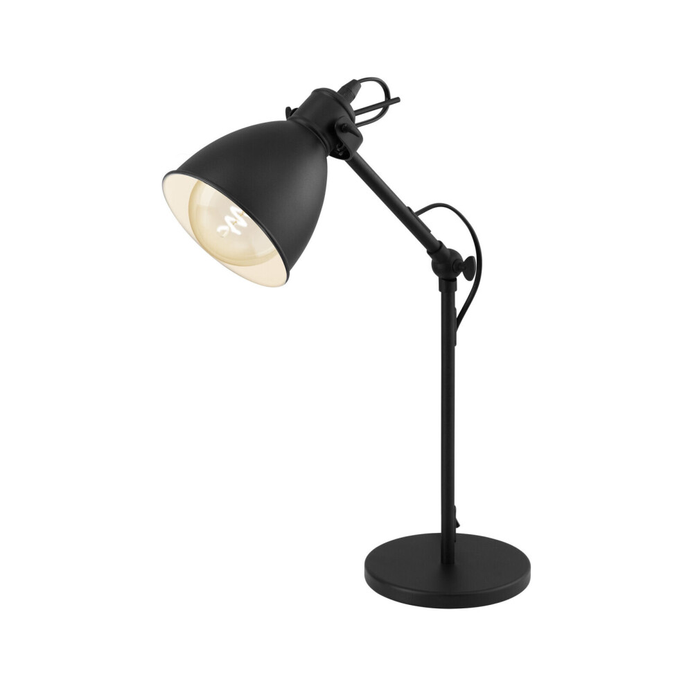 Loops Adjustable Table Lamp Desk Light Black & White Steel Shade 1 X 40W E27 Bulb