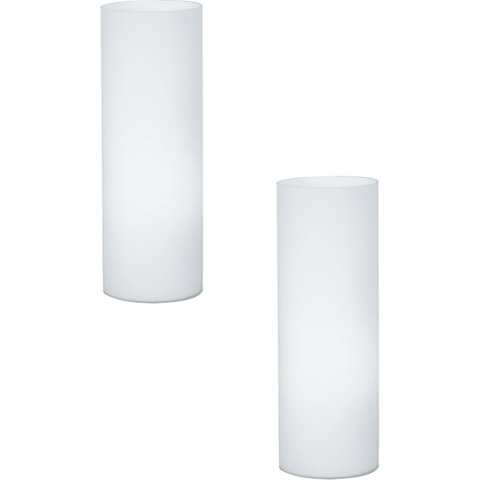 2 PACK Table Lamp Colour Shade White Glass Opal Matt In Line Switch E27 1x60W-image-OPC-P97DPZR-NEW