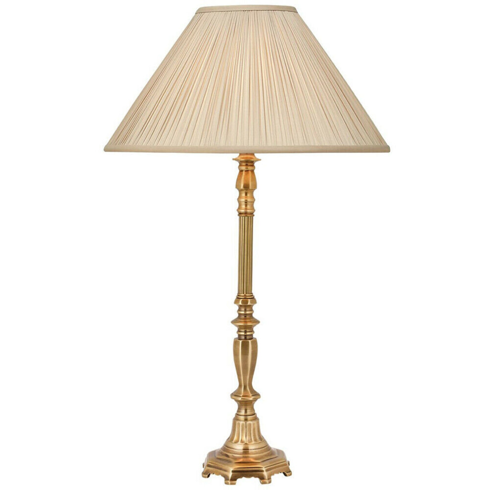 Luxury Traditional Table Lamp Light  Solid Brass & Beige Organza Pleated Shade