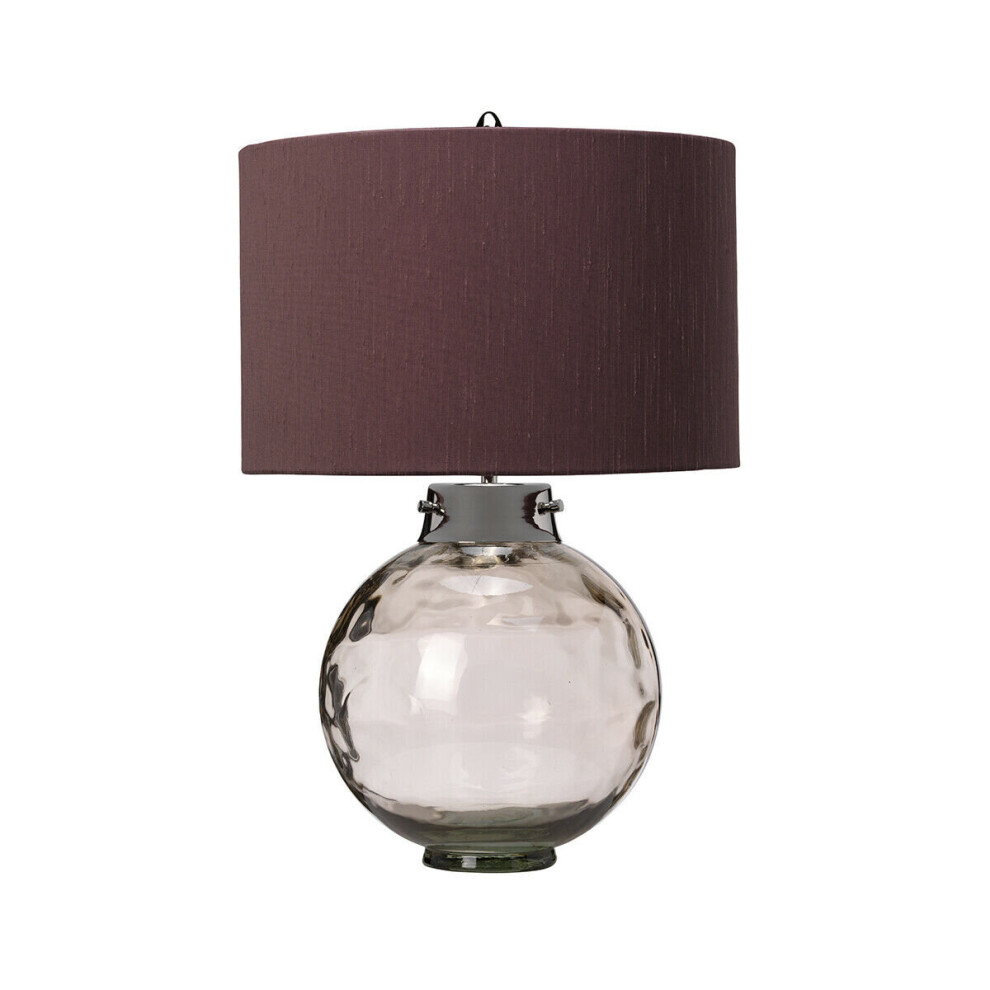 Loops Table Lamp Larkspur Shade Highly Polished Nickel Glassware Smoke Led E27 60W