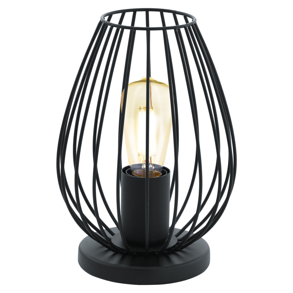 Loops Table Lamp Desk Light Black Base & Small Wire Cage Shade 1 X 60W E27 Bulb