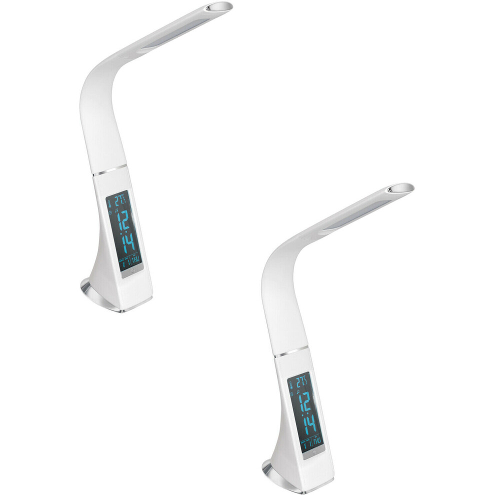 Loops 2 Pack Table Lamp Colour White Touch On/Off Dimming Clock Led 3.2W Included