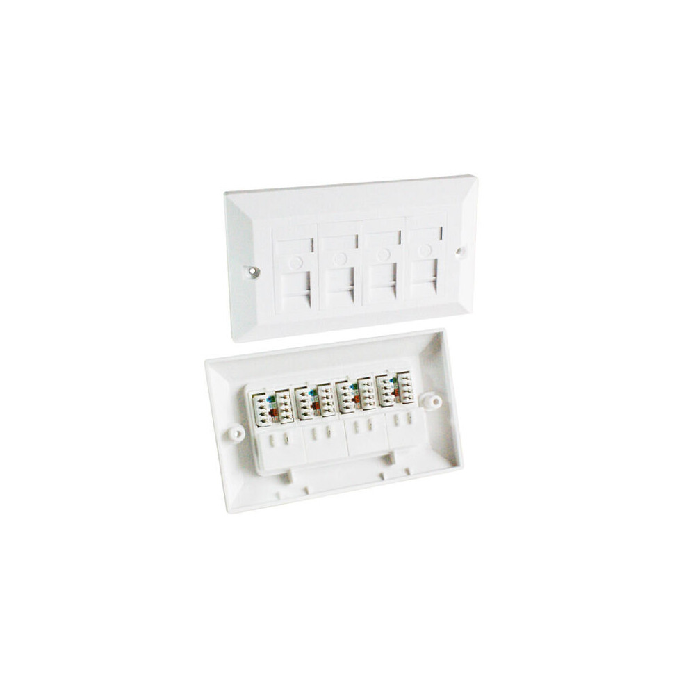 Loops 3X Quad Cat5e Data Wall Outlet Face Plate 4 Port Rj45 Ethernet Network Socket