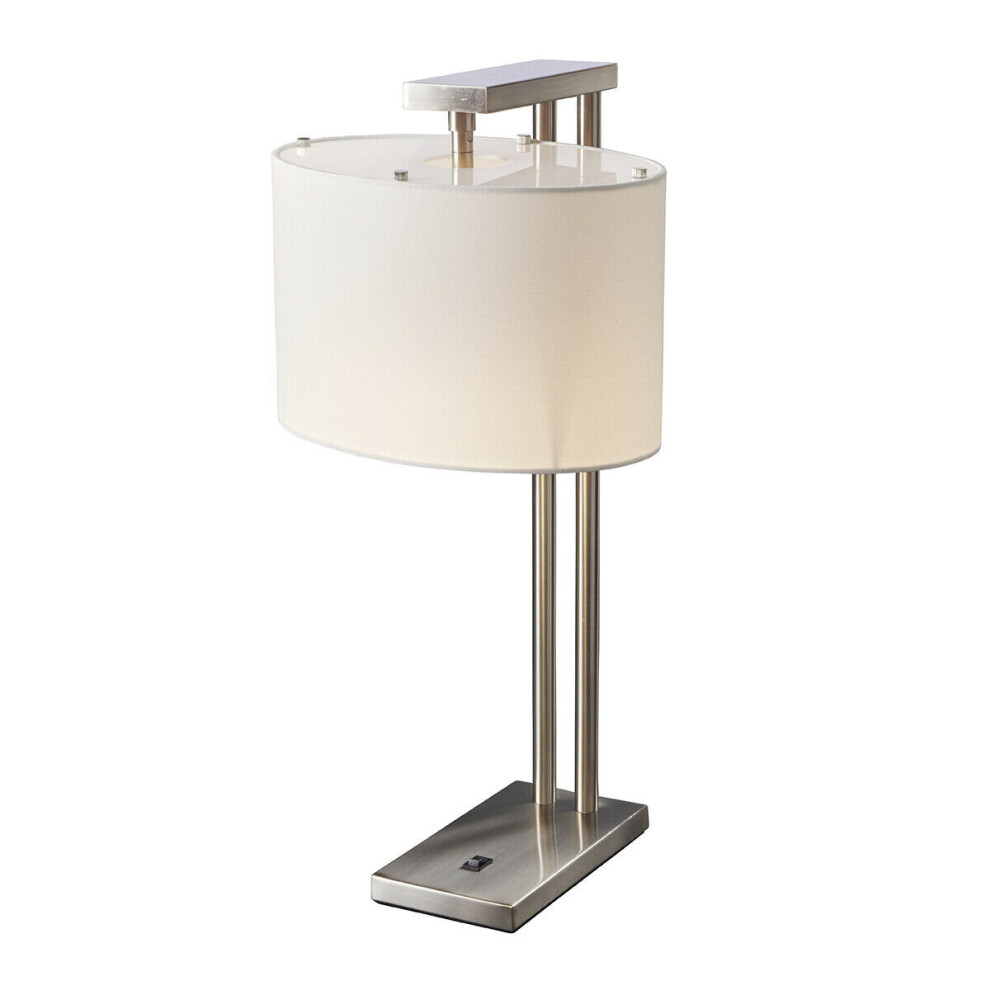 Loops 2 Metal Columns White Shade Included Brushed Nickel Led E27 60W Bulb