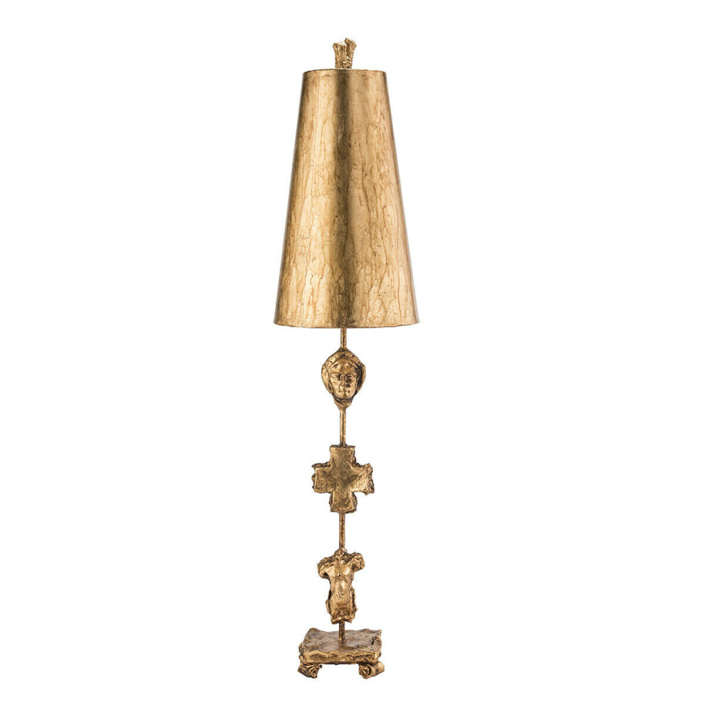 Loops Table Lamp Gold Leaf Silhouettes Gold Cone Shade. Aged Gold Led E27 60W