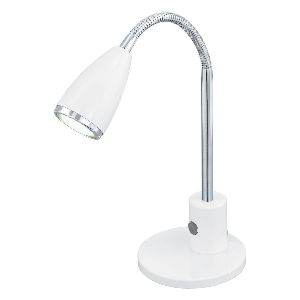 Loops Table Lamp Colour Chrome Steel Rocker Switch Bulb Gu10 1X3w Included White