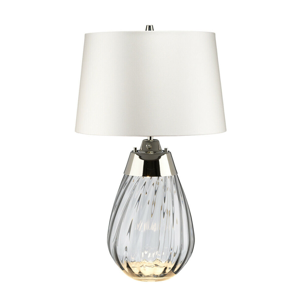 Loops Table Lamp Off White Shade & Smoke Tinted Glass Led E27 60W D01891