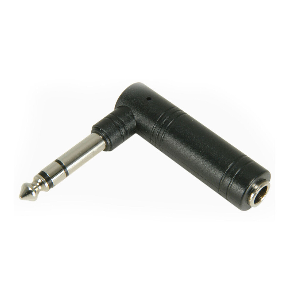 6.35mm Stereo Jack Plug to Socket Right Angled Adapter 1/4" 90 Degree Headphone