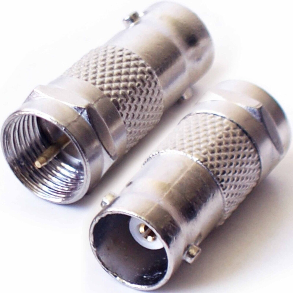 Qty 2 F Type Connector Male To Bnc Female Adapter Rf Coaxial Converter Cctv 5056581999931