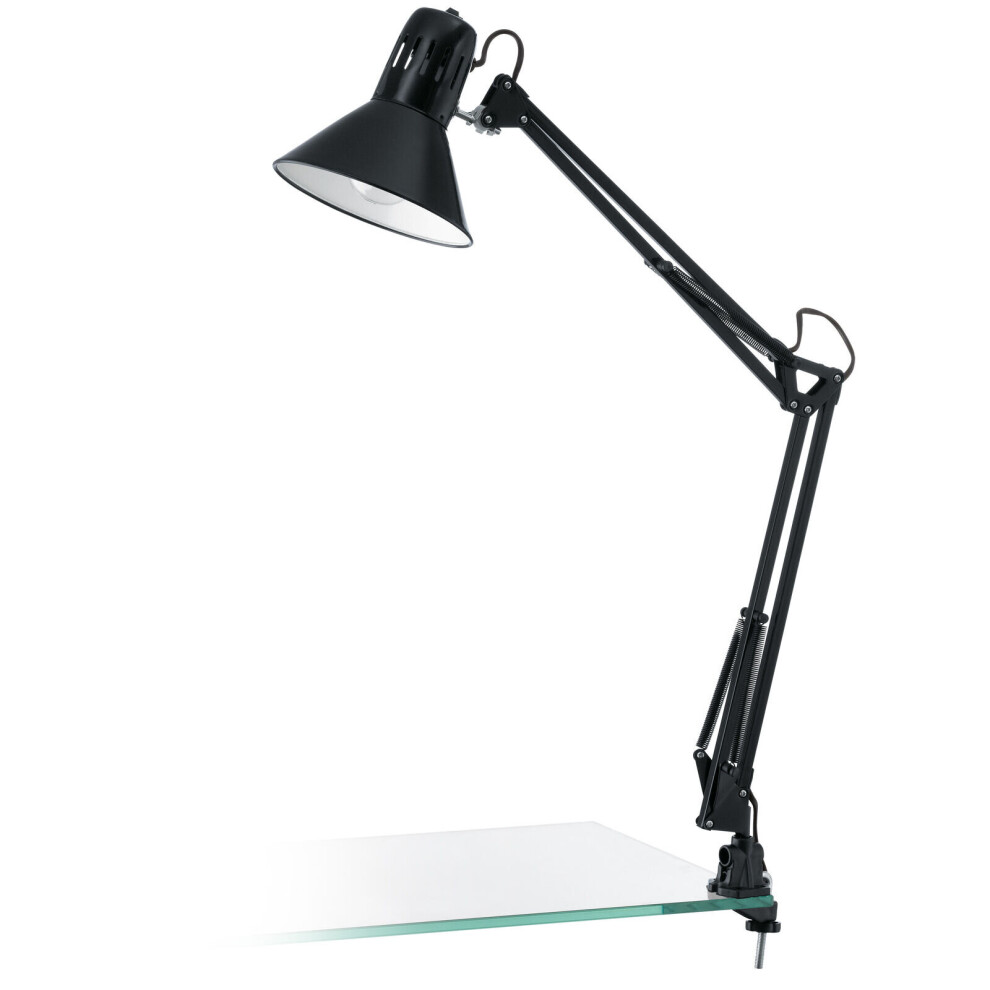 Loops Table Desk Lamp Shiny Steel Moveable In Line Switch Bulb E27 1X40w Black