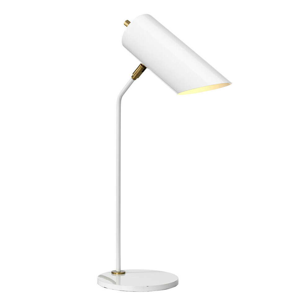 Loops Table Lamp Fixed Stem Tubular Spotlight Shade Aged Brass Led E27 8W White