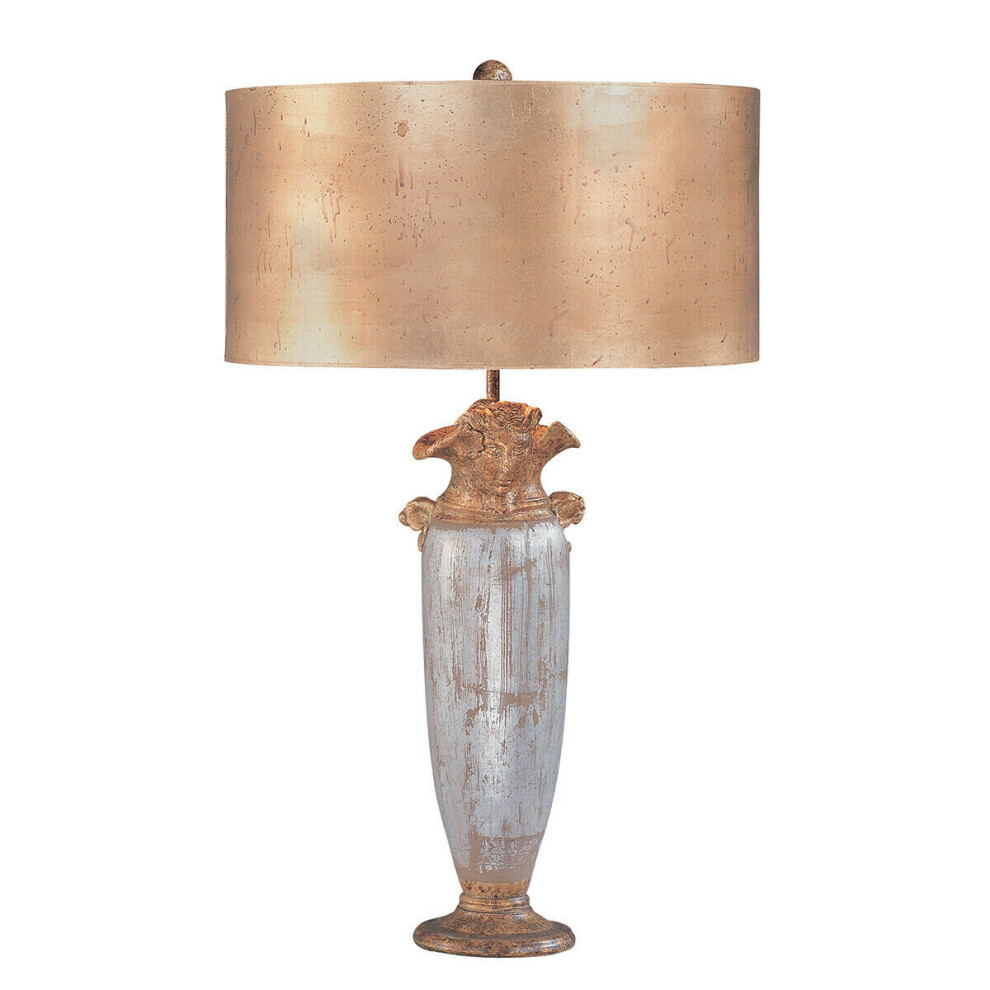 Loops Table Lamp Gold Silver & Brown Cylindrical Gilded Shade Led E27 100W