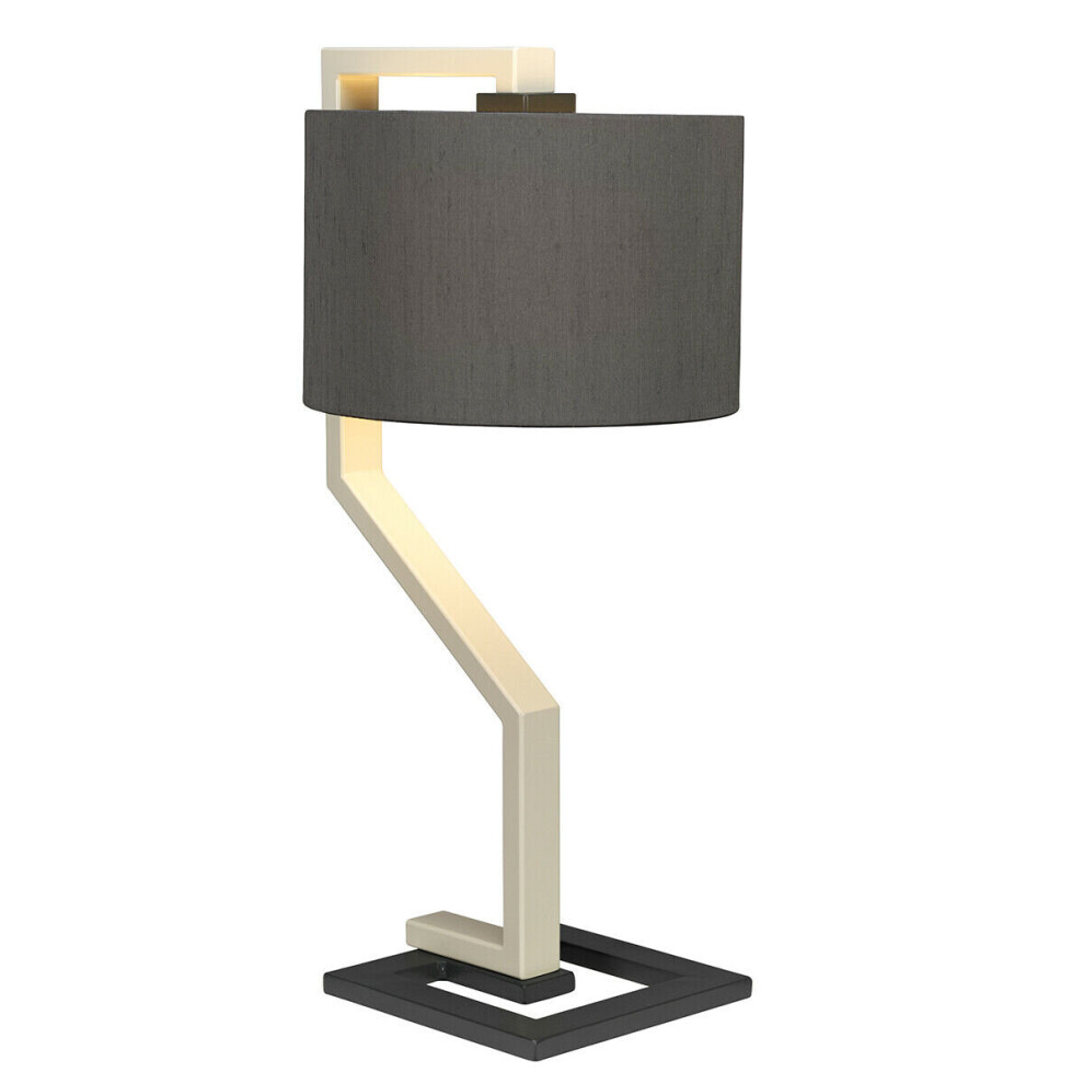 Loops Table Lamp Whale Shade Cream And Dark Grey Painted Metal Base Led E27 60W Bulb