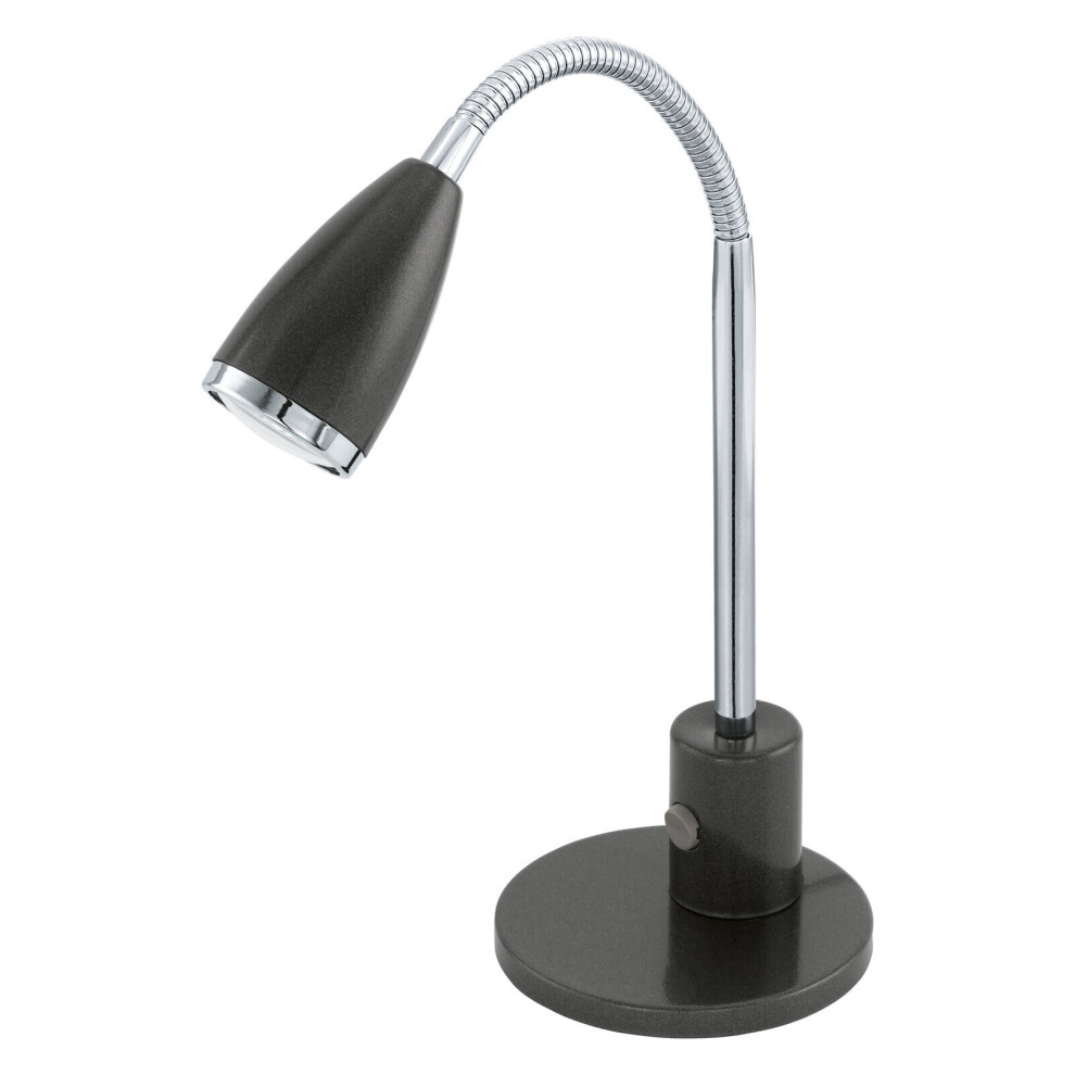 Loops Table Lamp Chrome Plated Steel Rocker Switch Bulb Gu10 1X3w Included Anthracite