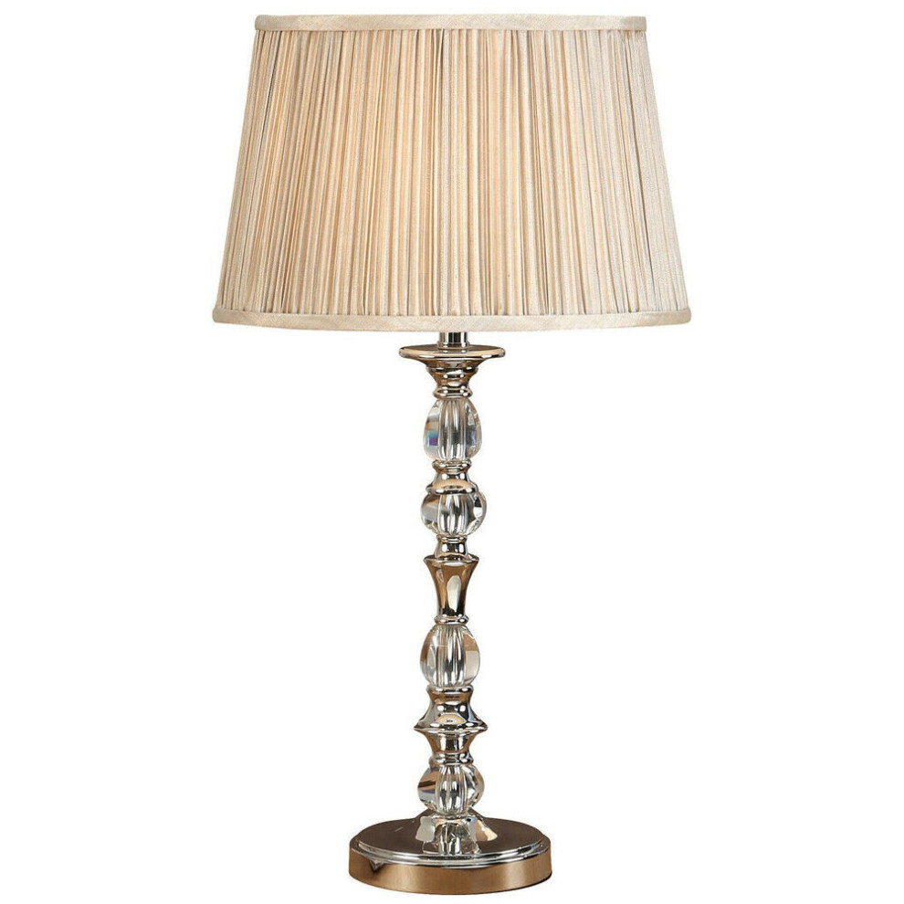 Diana Luxury 550mm Table Lamp Bright Nickel Beige Shade Traditional Bulb Holder