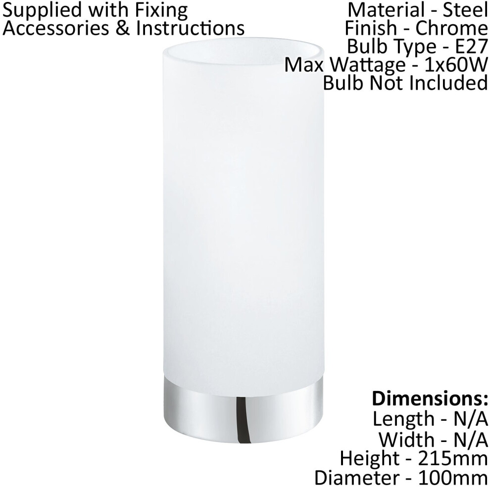 Table Lamp Colour Chrome Shade Round White Satin Glass Bulb E27 1x60W-image-OPC-P97DQPG-NEW