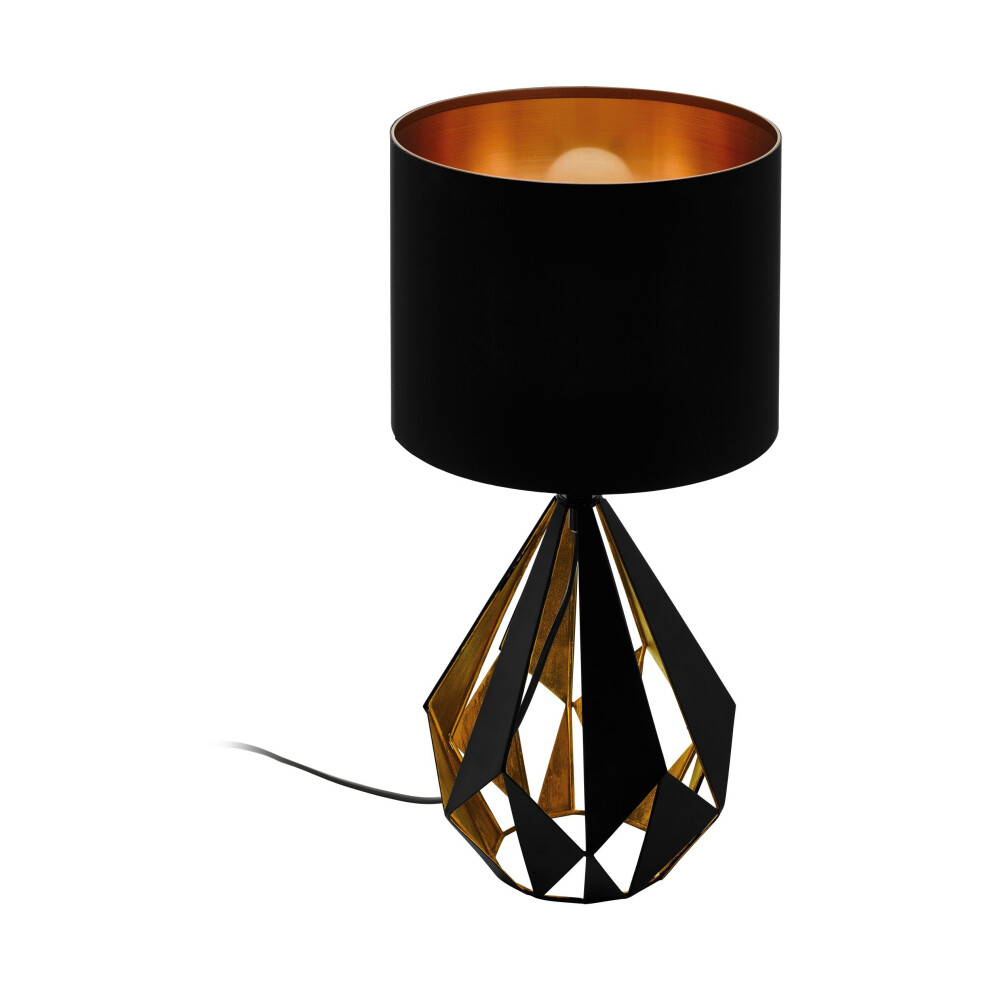 Loops Table Lamp Desk Shade & Copper Geometric 1 X 60W E27 Bulb Light/Black
