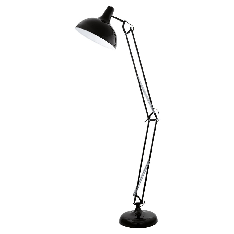 Loops Table Desk Lamp Colour Black Flexible In Line Switch Pedal Switch Bulb E27 1X60w
