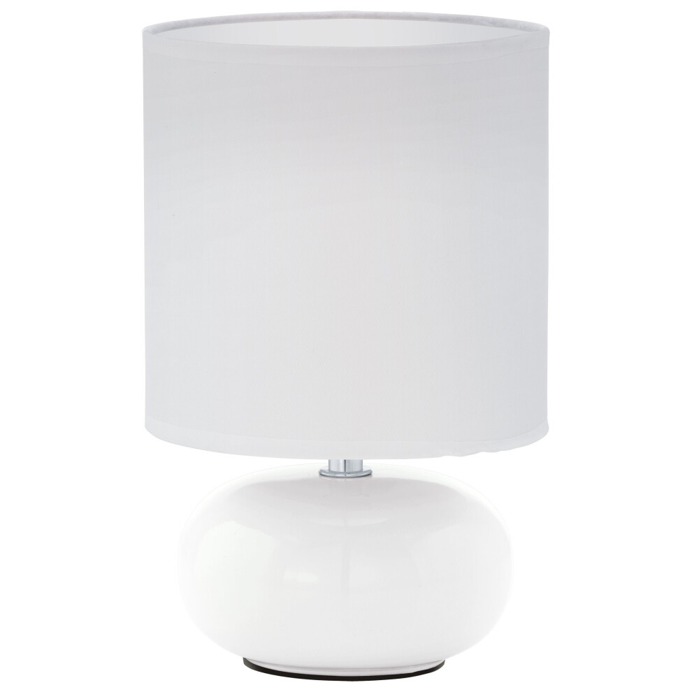 Loops Table Lamp Colour White White Fabric Shade In Line Switch Bulb E14 1X40w