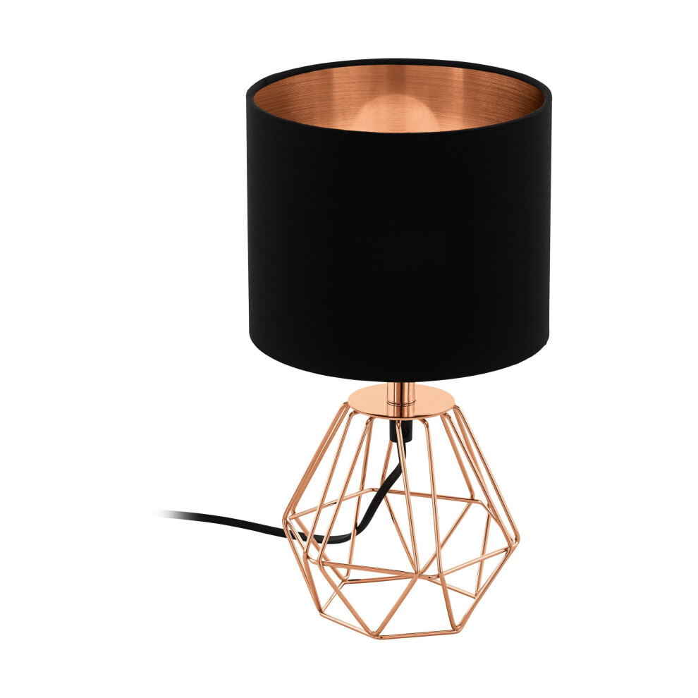 Loops Table Lamp Colour Copper Base Shade Black Copper Fabric Bulb E14 1X60w