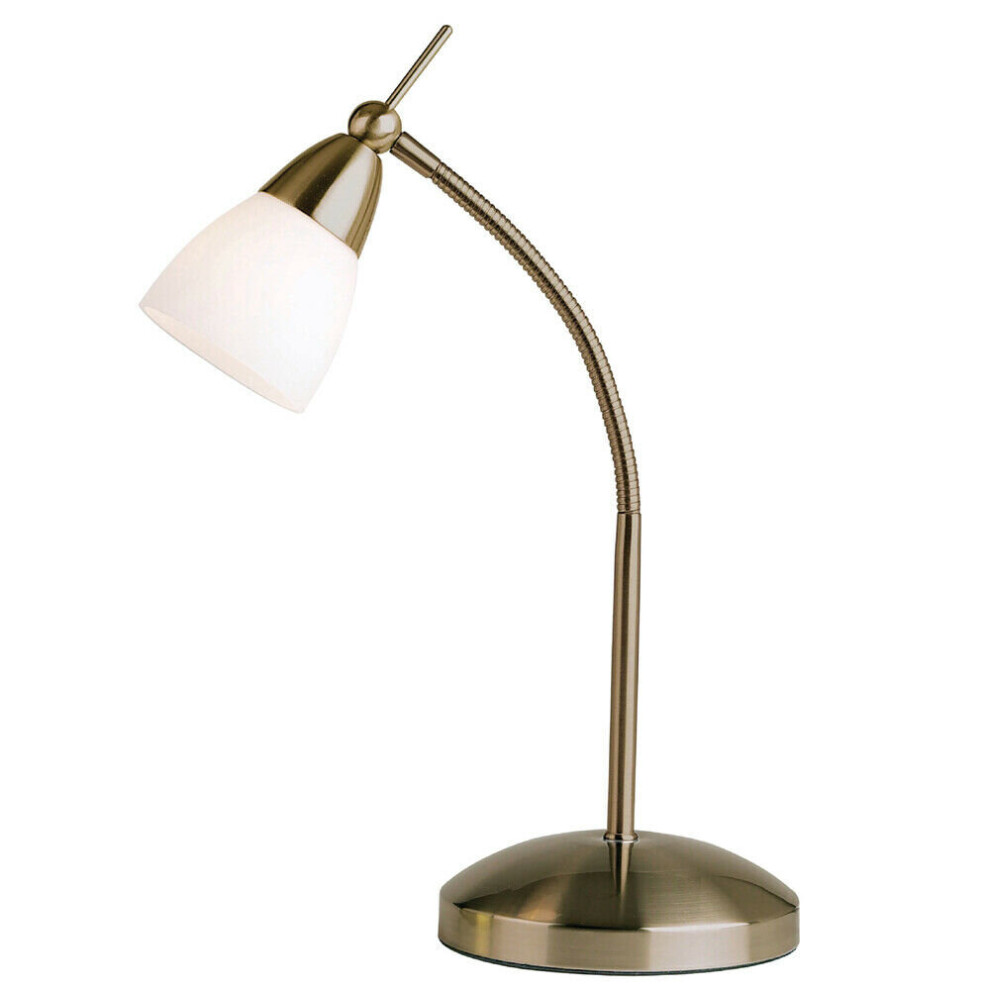 Loops Touch Dimmer Table Lamp Antique Brass & Glass Shade Classic Reading Task Light