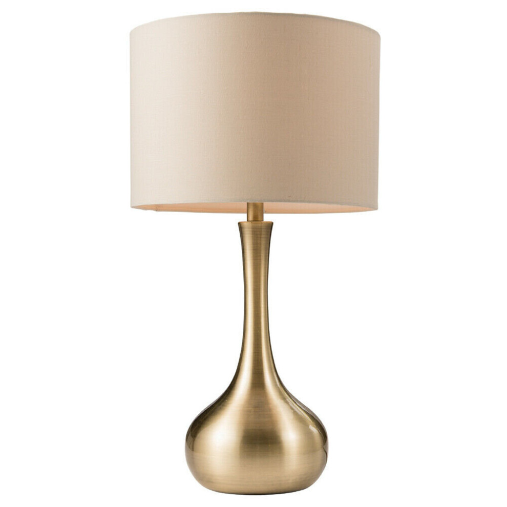 Loops Touch Dimmer Table Lamp Brass & Taupe Shade Modern Metal Bedside Reading Light