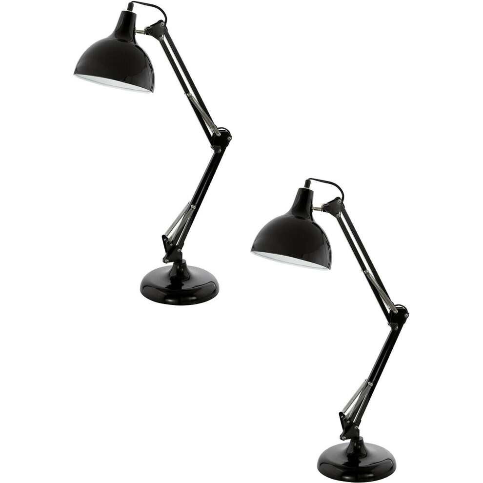 Loops 2 Pack Table Desk Lamp Black Flexible In Line Switch In Ine Switch E27 1X40w