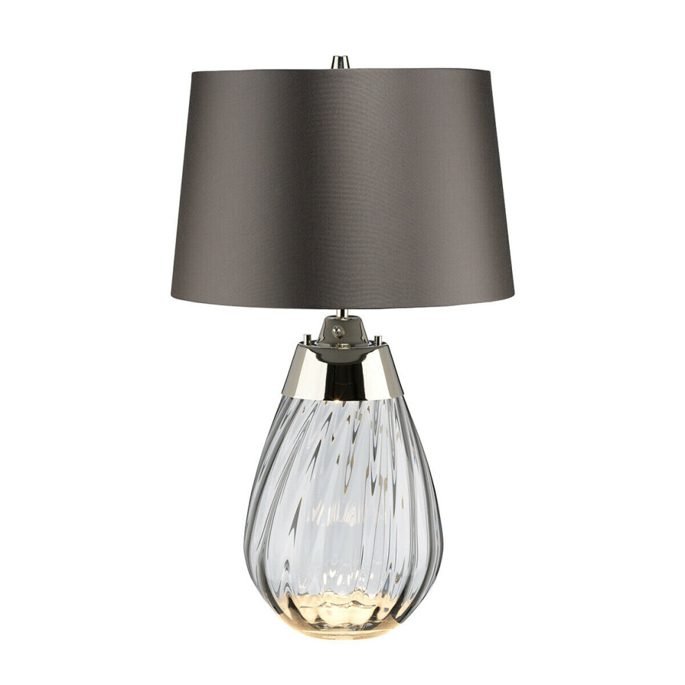 Loops Table Lamp Smoke Tinted Glass & Slate Shade Led E27 60W Bulb D01890