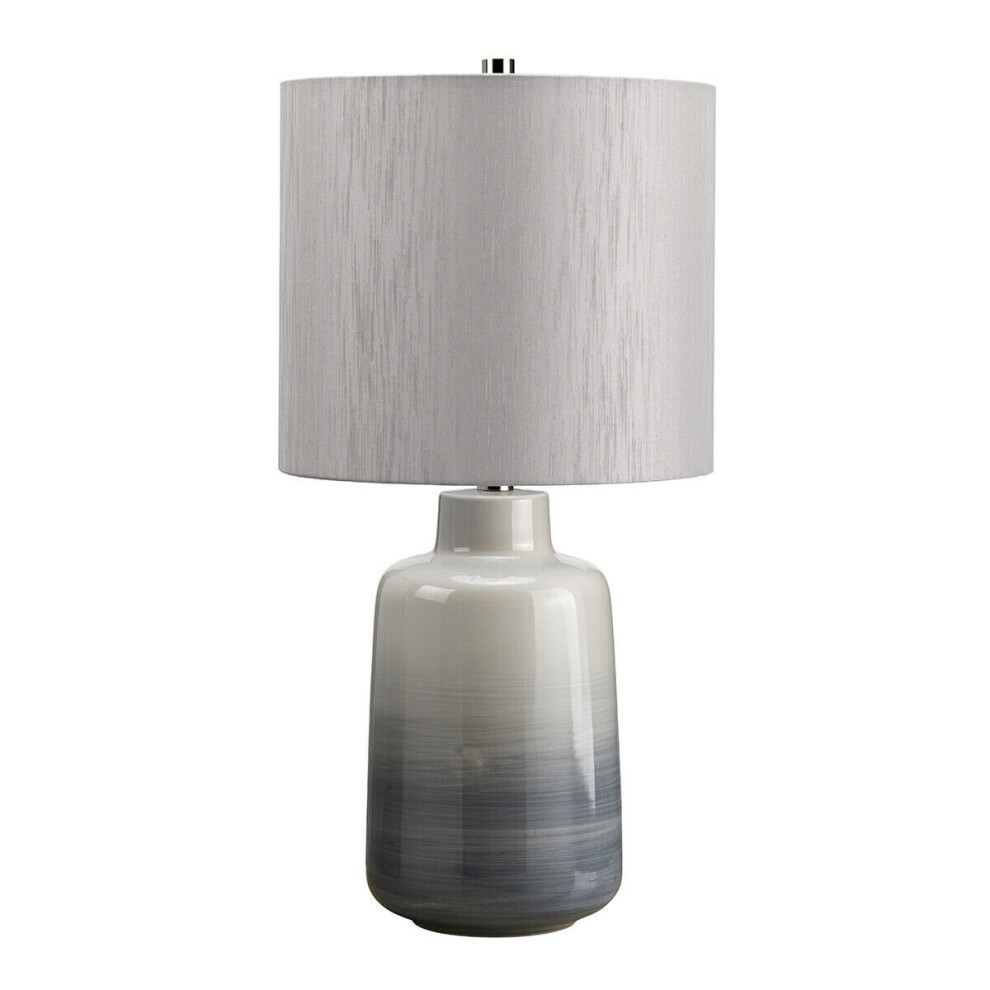 Loops Table Lamp Small Light Grey Shade Blue & Grey Glaze Blue And Grey Led E27 60W