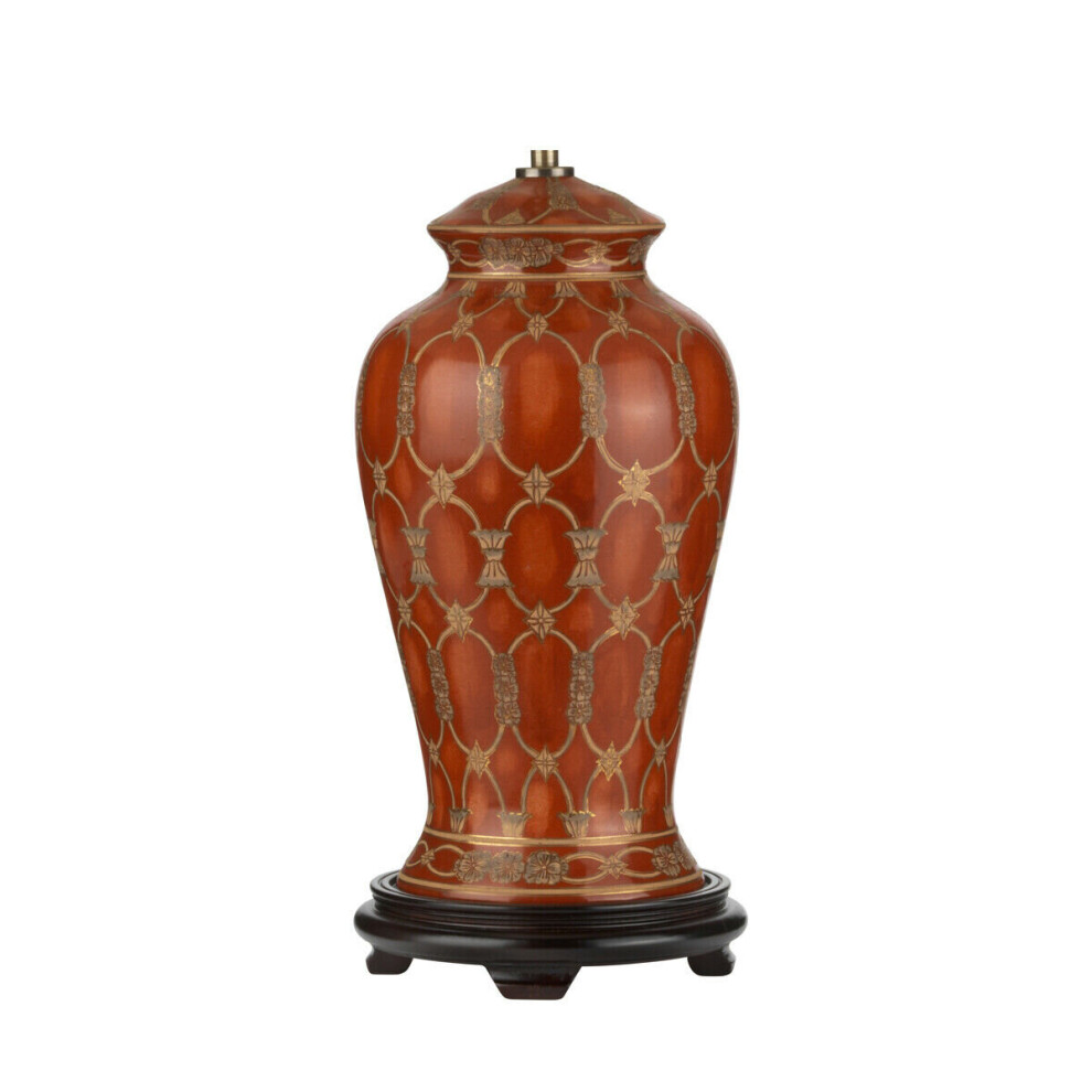 Loops Table Lamp Oriental Ceramic Base Traditional Terracotta Led E27 60W Bulb